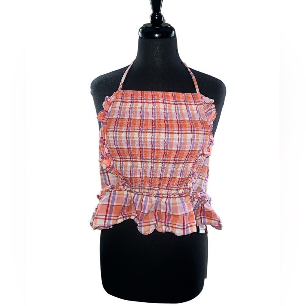 🐘Lost ink multicolored plaid halter top